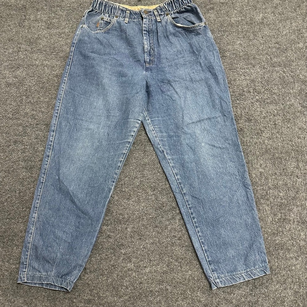 Levi's Jeans Womens Size 16 Blue Elastic Waist Tapered Mom Relaxed Made in USA